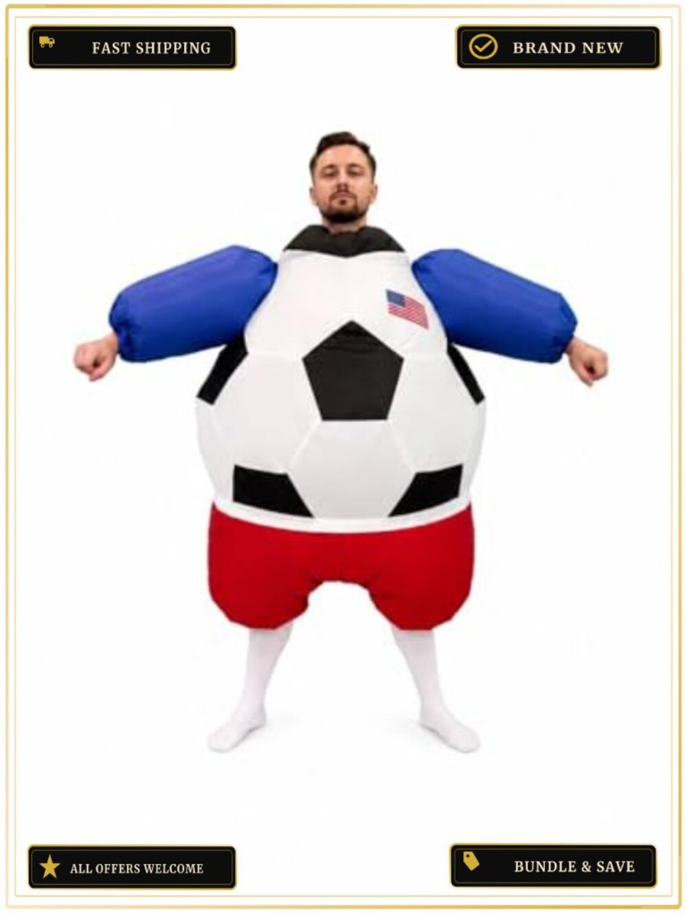 Inflatable Soccer Costume Adult Funny with Knee High Socks Halloween
